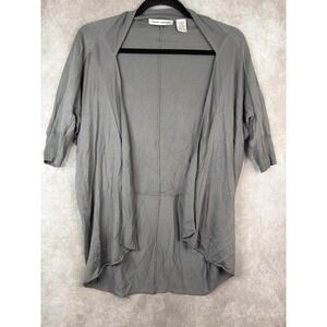 Autumn Cashmere Grey Open Front Cardigan Short Sleeve Sz S Silk Bamboo Cashmere